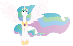 Size: 8020x5021 | Tagged: safe, artist:wissle, imported from derpibooru, princess celestia, pony, friendship is magic, absurd resolution, crown, female, grin, hoof shoes, jewelry, looking at you, mare, regal, regalia, simple background, smiling, solo, spread wings, transparent background, vector, wings