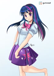 Size: 1600x2263 | Tagged: safe, artist:love2eategg, imported from derpibooru, twilight sparkle, human, equestria girls, anime, barefoot, cute, feet, female, human coloration, solo, twiabetes