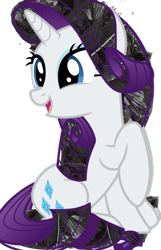 Size: 1274x1975 | Tagged: artist needed, safe, editor:joeydr, imported from derpibooru, rarity, pony, unicorn, female, mare, open mouth, simple background, sitting, solo, transparent background, trash bag