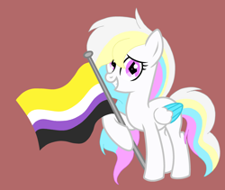 Size: 2740x2313 | Tagged: safe, artist:circuspaparazzi5678, imported from derpibooru, oc, oc only, oc:cloudy diamond, pegasus, pony, base used, diamond pupils, multicolored hair, nonbinary, nonbinary pride flag, pride, pride flag, rainbow hair, solo