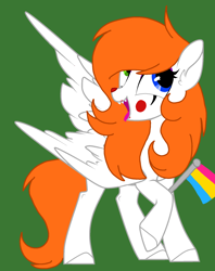 Size: 1362x1719 | Tagged: safe, artist:circuspaparazzi5678, imported from derpibooru, oc, oc only, oc:stephanie the clown, pegasus, pony, base used, blue and green eyes, clown makeup, forked tongue, pansexual, pansexual pride flag, pride, pride flag, pride month, snake tongue, solo