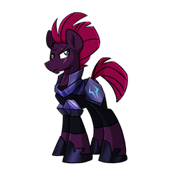 Size: 2048x2048 | Tagged: safe, artist:sugar morning, imported from derpibooru, tempest shadow, pony, unicorn, armor, broken horn, cyclone shade, frown, high res, horn, looking at you, male, rule 63, scar, simple background, solo, stallion, transparent background