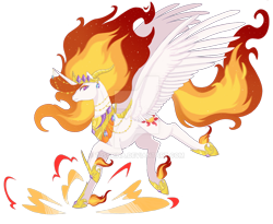 Size: 1280x1048 | Tagged: safe, artist:t3ssrina, imported from derpibooru, nightmare star, alicorn, pony, female, fire, horn, horn jewelry, jewelry, mare, necklace, obtrusive watermark, regalia, simple background, solo, stomping, transparent background, watermark