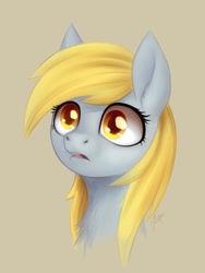 Size: 900x1200 | Tagged: safe, artist:zetamad, imported from derpibooru, derpy hooves, pegasus, pony, atg 2020, bust, drool, female, mare, newbie artist training grounds, open mouth, signature, simple background, solo