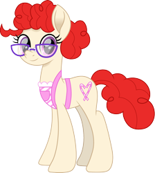 Size: 1344x1500 | Tagged: safe, artist:cloudy glow, artist:cloudyglow, imported from derpibooru, twist, earth pony, pony, cloudyglowverse, alternate universe, apron, clothes, cloudyglow is trying to murder us, cute, female, glasses, looking at you, mare, movie accurate, older, older twist, simple background, solo, transparent background, twistabetes