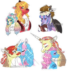 Size: 682x726 | Tagged: safe, artist:malinraf1615, imported from derpibooru, aloe, big macintosh, featherweight, flam, flim, fluttershy, lotus blossom, wind sprint, earth pony, pegasus, pony, unicorn, aloeflam, alternate design, alternate hairstyle, blushing, book, boop, chest fluff, colored horn, colored wings, eyes closed, eyeshadow, feathersprint, female, flim flam brothers, floppy ears, fluttermac, freckles, horn, lotusflim, makeup, male, missing accessory, multicolored wings, neck nuzzle, noseboop, nuzzling, older, older featherweight, older wind sprint, shipping, short mane, simple background, spa twins, straight, tattoo, transparent background, watermark, wings