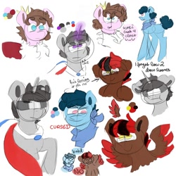 Size: 1000x1000 | Tagged: safe, artist:_skyeddd, imported from derpibooru, oc, oc only, earth pony, pegasus, pony, unicorn, a6d, badboyhalo, french flag, male, mcyt, minecraft, ponified, skeppy, technoblade, youtuber