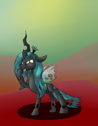 Size: 1400x1800 | Tagged: safe, artist:huffy26, imported from derpibooru, queen chrysalis, changeling, changeling queen, pony, atg 2020, crown, female, jewelry, newbie artist training grounds, regalia, solo, tongue out