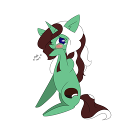 Size: 1000x1000 | Tagged: safe, artist:kaggy009, imported from derpibooru, oc, oc only, oc:peppermint pattie (unicorn), pony, unicorn, ask peppermint pattie, blushing, female, mare, simple background, solo, white background