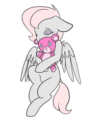 Size: 2000x2500 | Tagged: safe, artist:katyusha, imported from derpibooru, oc, oc only, oc:violet, pegasus, pony, commission example, female, sleeping, solo, teddy bear