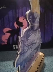 Size: 1024x1366 | Tagged: safe, artist:themisto97, imported from derpibooru, princess luna, alicorn, pony, acrylic plastic, book, candle, charity auction, craft, engraving, female, lasercut, lunafest, mare, photo, reading, sitting, solo