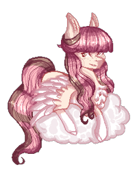 Size: 247x309 | Tagged: safe, artist:angelic-shield, imported from derpibooru, oc, oc only, oc:sakura, pegasus, pony, cloud, pegasus oc, pixel art, simple background, transparent background, wings