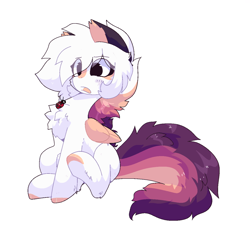 Size: 1300x1212 | Tagged: safe, artist:little-sketches, artist:php146, imported from derpibooru, oc, oc:ayaka, insect, ladybug, pegasus, pony, chest fluff, ear fluff, eye clipping through hair, simple background, sitting, white background