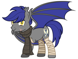 Size: 8997x6812 | Tagged: safe, artist:estories, imported from derpibooru, oc, oc only, oc:nightfall, bat pony, pony, absurd resolution, clothes, male, scarf, simple background, solo, stallion, transparent background