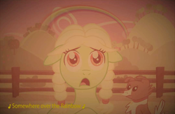 Size: 720x468 | Tagged: safe, imported from derpibooru, granny smith, winona, earth pony, pony, sepia, somewhere over the rainbow, the wizard of oz, young granny smith, younger