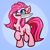 Size: 4000x4000 | Tagged: safe, artist:witchtaunter, imported from derpibooru, pinkamena diane pie, pinkie pie, earth pony, pony, :3, abstract background, absurd resolution, blue background, chest fluff, cute, cuteamena, ear fluff, eye clipping through hair, female, knife, looking at you, mare, mouth hold, nom, raised hoof, raised leg, simple background, smiling, solo