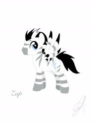 Size: 1800x2400 | Tagged: safe, artist:poshpegasus, imported from derpibooru, oc, oc only, oc:zap, hybrid, pegasus, pony, zebra, pegasus oc, solo, wings, zebra oc