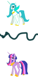 Size: 400x803 | Tagged: safe, artist:linda0808, imported from derpibooru, queen chrysalis, twilight sparkle, oc, oc:papillon, alicorn, flutter pony, flutter pony alicorn, princess chrysalis, twilight sparkle (alicorn)