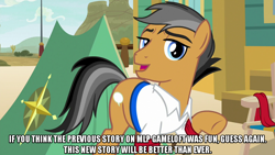 Size: 1280x720 | Tagged: safe, edit, edited screencap, editor:jaredking203, imported from derpibooru, screencap, quibble pants, earth pony, pony, common ground, caption, image macro, male, meme, stallion, text