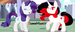 Size: 7000x3000 | Tagged: safe, artist:diamondheart21, imported from derpibooru, rarity, oc, oc:diamondheart, oc:missheart, pony, unicorn, beautiful, canterlot, cute, female, mare