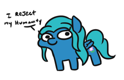 Size: 480x309 | Tagged: safe, artist:jargon scott, imported from derpibooru, oc, oc:petal breeze, pegasus, dialogue, jojo reference, pegasus oc, squatpony, wings