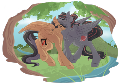 Size: 7392x5000 | Tagged: safe, artist:amazing-artsong, imported from derpibooru, oc, oc only, oc:antares, oc:artsong, pegasus, pony, absurd resolution, female, male, mare, simple background, stallion, transparent background, tree