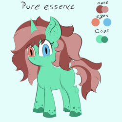 Size: 1750x1750 | Tagged: safe, artist:vanifl, imported from derpibooru, oc, oc only, oc:pure essence, pony, unicorn, ear freckles, female, filly, freckles, heterochromia, reference sheet