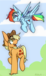 Size: 259x431 | Tagged: safe, artist:kirbirb, imported from derpibooru, applejack, rainbow dash, earth pony, pegasus, pony, duo