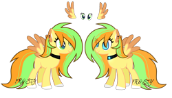 Size: 3500x1999 | Tagged: safe, artist:lazuli, artist:mint-light, imported from derpibooru, oc, pegasus, pony, choker, colored hooves, duo, ear piercing, eye, eyes, pegasus oc, piercing, reference sheet, simple background, text, transparent background, two toned wings, wings