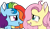 Size: 2136x1238 | Tagged: safe, artist:lazuli, artist:mint-light, imported from derpibooru, fluttershy, rainbow dash, pegasus, pony, bust, female, flutterdash, lesbian, shipping, simple background, smiling, transparent background