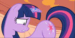 Size: 1637x845 | Tagged: safe, imported from derpibooru, screencap, twilight sparkle, pony, unicorn, bridle gossip, butt, cropped, female, plot, shrunken pupils, solo, twibutt, twilight flopple, unicorn twilight