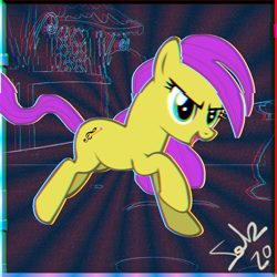 Size: 1721x1721 | Tagged: safe, artist:felzin, imported from derpibooru, oc, oc:felzin, earth pony, error, glitch, running, yellow pony