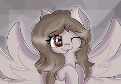 Size: 2560x1768 | Tagged: safe, artist:janelearts, imported from derpibooru, oc, oc only, pegasus, pony, bust, female, looking at you, mare, one eye closed, portrait, solo, wink