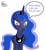 Size: 600x660 | Tagged: safe, artist:celestiaisbestponyyt, artist:princesslunayay, imported from derpibooru, princess luna, alicorn, pony, angry, blatant lies, blushing, crown, cute, denial, denial's not just a river in egypt, deviantart, deviantart watermark, dialogue, ethereal mane, female, i'm not cute, jewelry, logo, looking at you, lunabetes, lying, mare, necklace, obtrusive watermark, regalia, simple background, solo, speech bubble, starry mane, talking, talking to viewer, text, tsundere, tsunderuna, watermark, white background