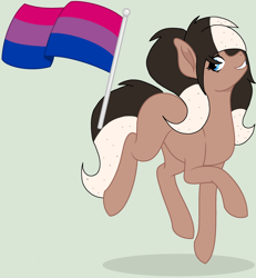 Size: 2208x2392 | Tagged: safe, artist:circuspaparazzi5678, imported from derpibooru, oc, oc only, oc:cookie and cream pocky, earth pony, pony, base used, bisexual, bisexual pride flag, pride, pride flag, pride month, solo