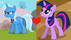 Size: 636x358 | Tagged: safe, edit, edited screencap, imported from derpibooru, screencap, trixie, twilight sparkle, female, lesbian, shipping, shipping domino, twixie