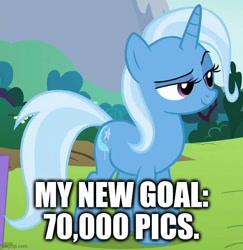 Size: 546x562 | Tagged: safe, edit, edited screencap, imported from derpibooru, screencap, trixie, pony, unicorn, no second prances, caption, cropped, female, image macro, mare, meme, text, trixie yells at everything