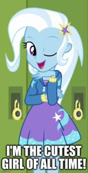 Size: 500x978 | Tagged: safe, edit, edited screencap, imported from derpibooru, screencap, trixie, equestria girls, equestria girls series, forgotten friendship, caption, cropped, image macro, meme, one eye closed, text, trixie yells at everything