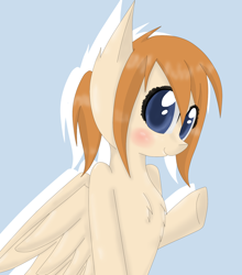 Size: 1536x1744 | Tagged: safe, artist:askponybrandenburg, imported from derpibooru, pegasus, pony, blushing, brandenburg, chest fluff, female, hetalia, mare, ponified, smiling, solo, waving