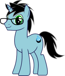 Size: 3607x4190 | Tagged: safe, artist:lyonic, imported from derpibooru, oc, oc only, oc:crystal moonlight, pony, unicorn, black hair, glasses, horn, male, simple background, solo, stallion, transparent background, unicorn oc