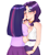 Size: 1833x2048 | Tagged: safe, artist:haharii, imported from derpibooru, kotobukiya, rarity, twilight sparkle, human, bare shoulders, belt, clothes, dress, duo, duo female, eyeshadow, female, hairclip, humanized, jewelry, kiss on the lips, kissing, kotobukiya rarity, kotobukiya twilight sparkle, lesbian, makeup, necklace, rarilight, shipping, shirt, skirt, sleeveless, strapless