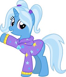 Size: 4000x4653 | Tagged: safe, artist:melisareb, imported from derpibooru, trixie, pony, unicorn, .svg available, absurd resolution, alternate hairstyle, babysitter trixie, clothes, cute, diatrixes, female, gameloft, gameloft interpretation, hoodie, looking at you, mare, melisareb is trying to murder us, pigtails, show accurate, simple background, smiling, smiling at you, solo, stars, transparent background, twintails, vector, weapons-grade cute