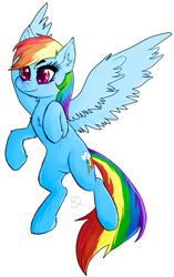 Size: 529x845 | Tagged: safe, artist:daxratchet, imported from derpibooru, rainbow dash, pegasus, pony, backwards cutie mark, female, mare, rearing, simple background, smiling, solo, white background