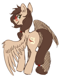 Size: 575x756 | Tagged: safe, artist:daxratchet, imported from derpibooru, oc, oc only, pegasus, pony, female, glasses, looking back, mare, pegasus oc, simple background, smiling, solo, white background, wings