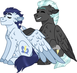 Size: 1024x980 | Tagged: safe, artist:artistcoolpony, imported from derpibooru, soarin', thunderlane, pegasus, pony, chest fluff, cute, gay, male, massage, shipping, simple background, soarilane, transparent background