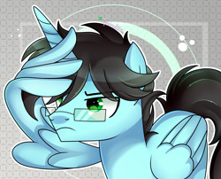 Size: 2700x2178 | Tagged: safe, artist:2pandita, imported from derpibooru, oc, oc only, alicorn, pony, glasses, male, solo, stallion, wing hands, wings