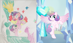 Size: 3744x2240 | Tagged: safe, artist:beavernator, artist:frost920, imported from derpibooru, princess flurry heart, alicorn, crystal heart, drawing, older, older flurry heart, redraw