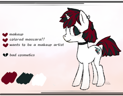 Size: 3263x2577 | Tagged: safe, artist:vivis, imported from derpibooru, oc, oc only, unnamed oc, pony, unicorn, choker, ear piercing, earring, female, horn, jewelry, looking at you, mare, mascara, multicolored mane, multicolored tail, piercing, reference sheet, smiling, solo