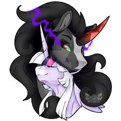 Size: 1024x1024 | Tagged: safe, artist:eyesorefortheblind, imported from derpibooru, king sombra, oc, oc:mystic mysteries, alicorn, pony, umbrum, alicorn oc, canon x oc, crystal, deviantart watermark, horn, obtrusive watermark, simple background, transparent background, watermark, wings