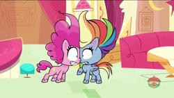 Size: 1280x720 | Tagged: safe, imported from derpibooru, screencap, pinkie pie, rainbow dash, earth pony, pegasus, pony, my little pony: pony life, princess probz, spoiler:pony life s01e01, duo, face to face, g4.5